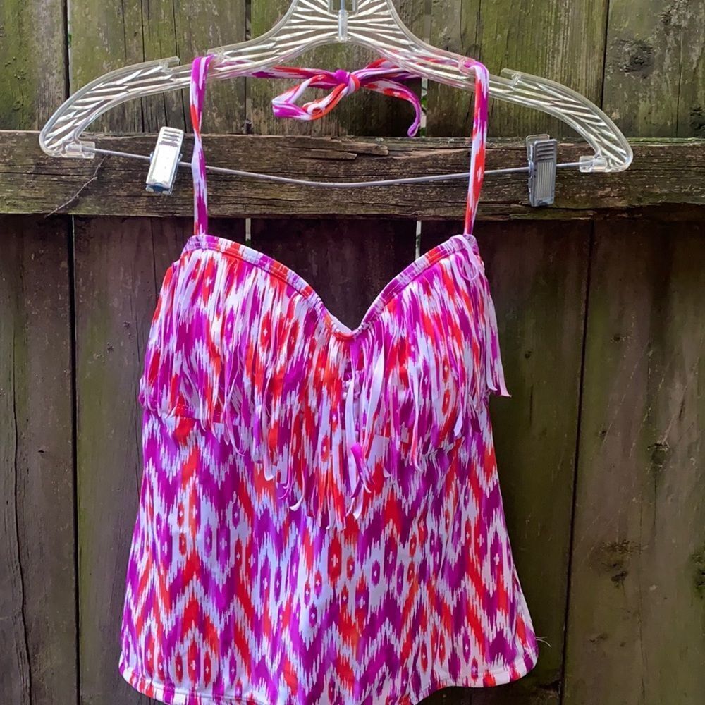 Fringe swim suit top sz.s